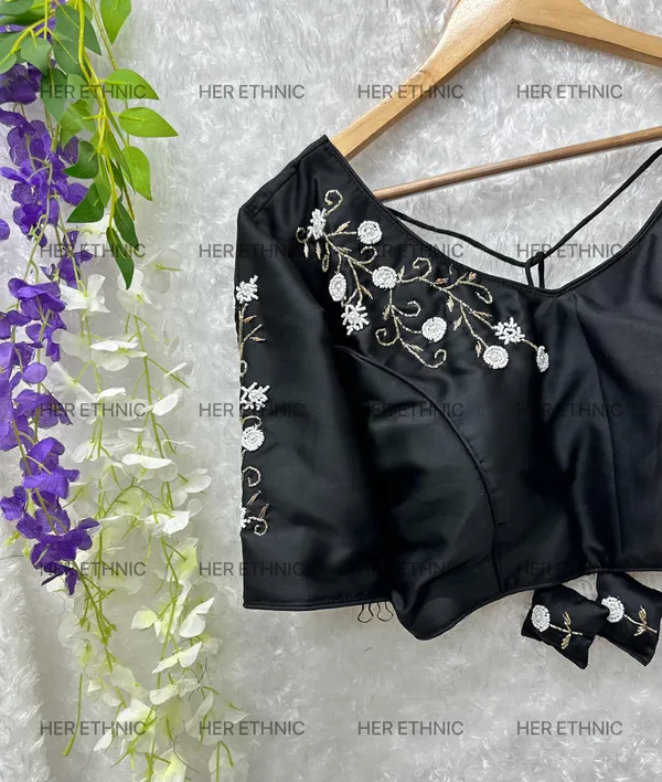 Black_Pure_Silk_Handmade_Work_Boutique_Style_Blouse