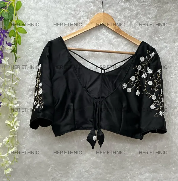 Black_Pure_Silk_Handmade_Work_Boutique_Style_Blouse