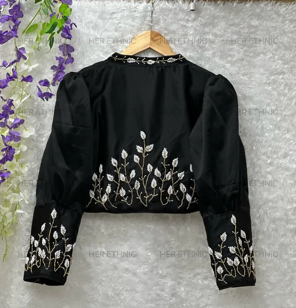 Black_Pure_Silk_Handmade_Work_Collar_Style_Blouse