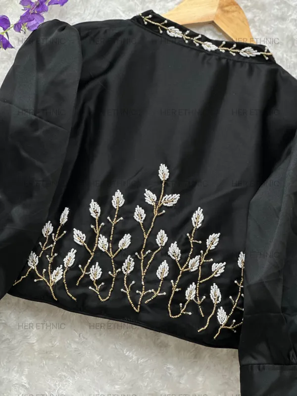 Black_Pure_Silk_Handmade_Work_Collar_Style_Blouse