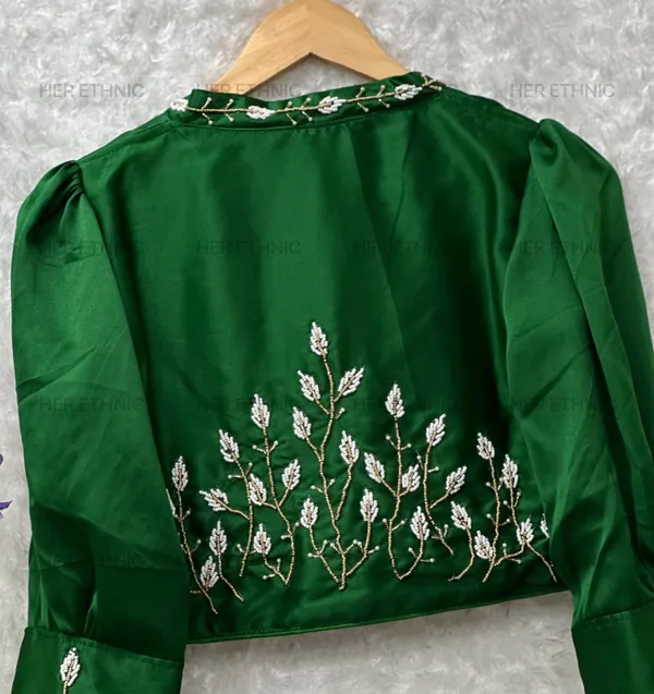 Green_Pure_Silk_Handmade_Work_Collar_Style_Blouse