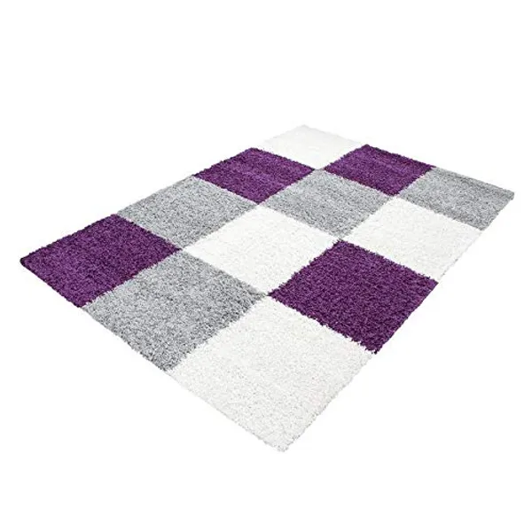 4_x_6_Feet_Purple_Chess_Box_Design_Non_Shedding_Shaggy_Carpets