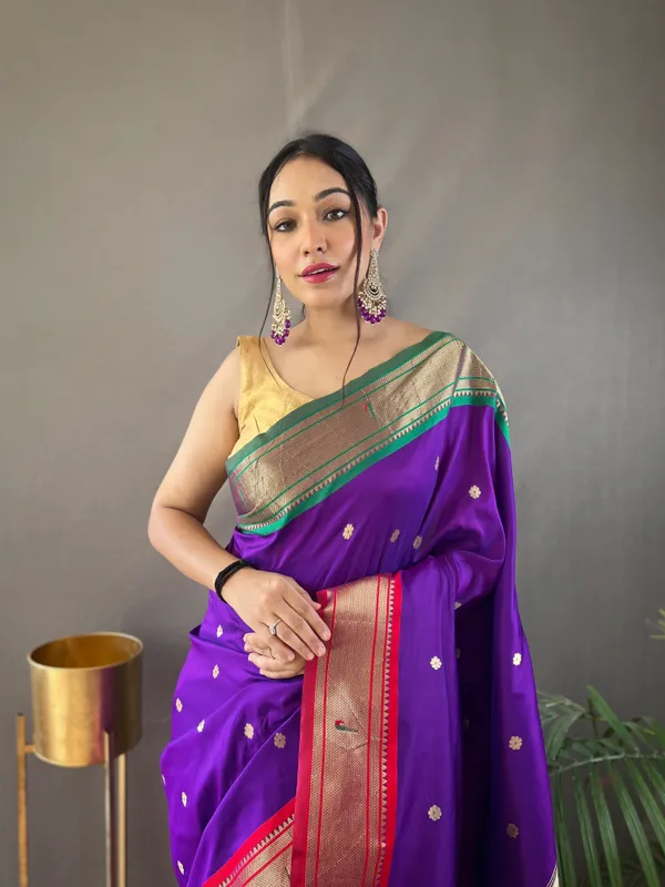 Purple_Paithani_Silk_Woven_Saree