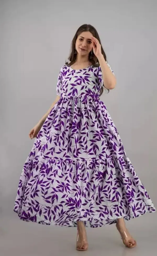 Maternity_Women_Fit_and_Flare_Purple,_White_Dress