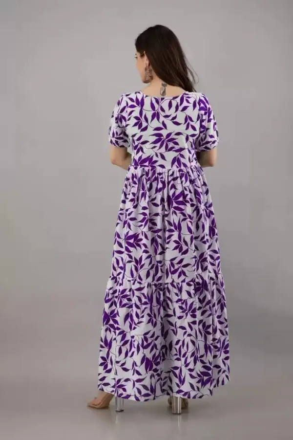 Maternity_Women_Fit_and_Flare_Purple,_White_Dress