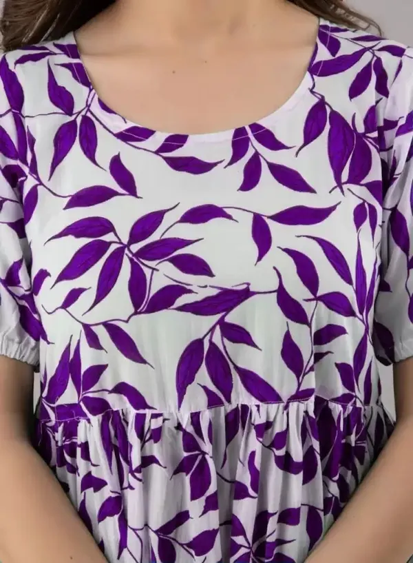 Maternity_Women_Fit_and_Flare_Purple,_White_Dress