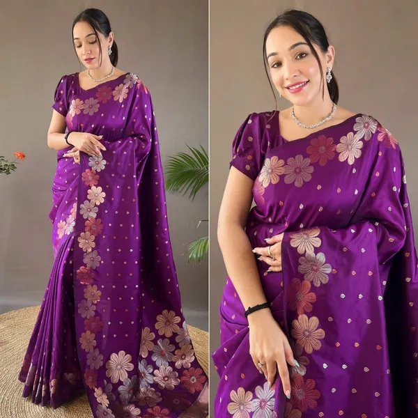 Purple_Shiny_Soft_Silk_Gold_Copper_Silver_Zari_Saree_with_Blouse_For_Women