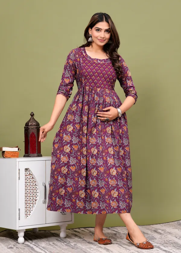 Purple_Cotton_Maternity_And_Feeding_Kurti_Multi