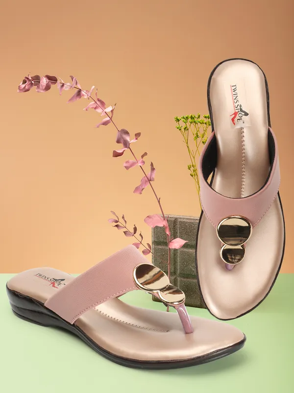 Casual_Buckle_Flat_Slippers_(Peach)