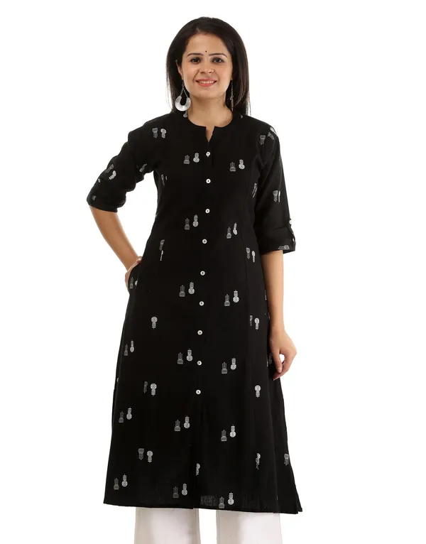 Black_Cotton_Printed_A-Line_Kurta