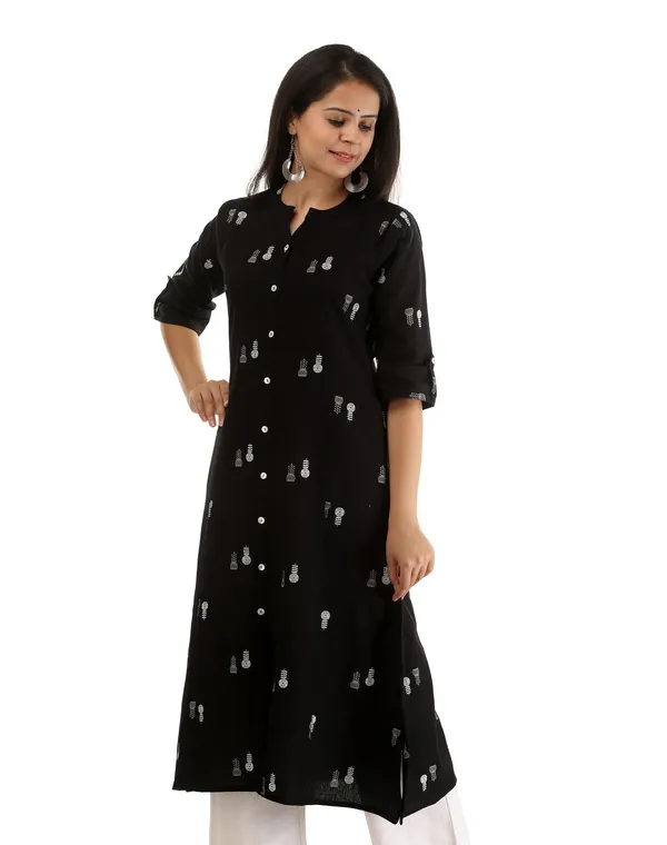 Black_Cotton_Printed_A-Line_Kurta
