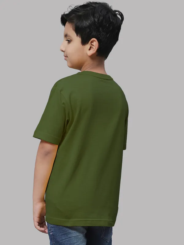 Olive_Green_Cotton_Rib_Round_Neck_Short_Sleeves_T-Shirt_For_Kids