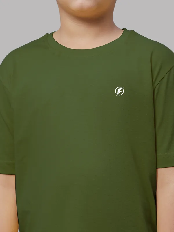 Olive_Green_Cotton_Rib_Round_Neck_Short_Sleeves_T-Shirt_For_Kids