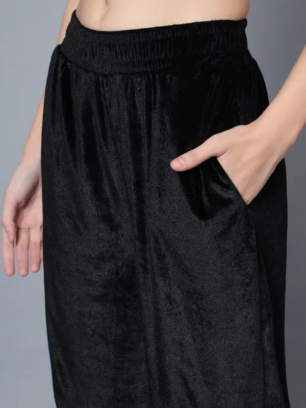 Black_Velvet_Collared_Shirt_&_Pant_Co-ords_Set_For_Women