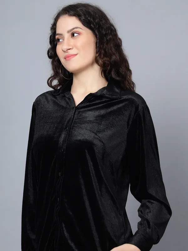 Black_Velvet_Collared_Shirt_&_Pant_Co-ords_Set_For_Women