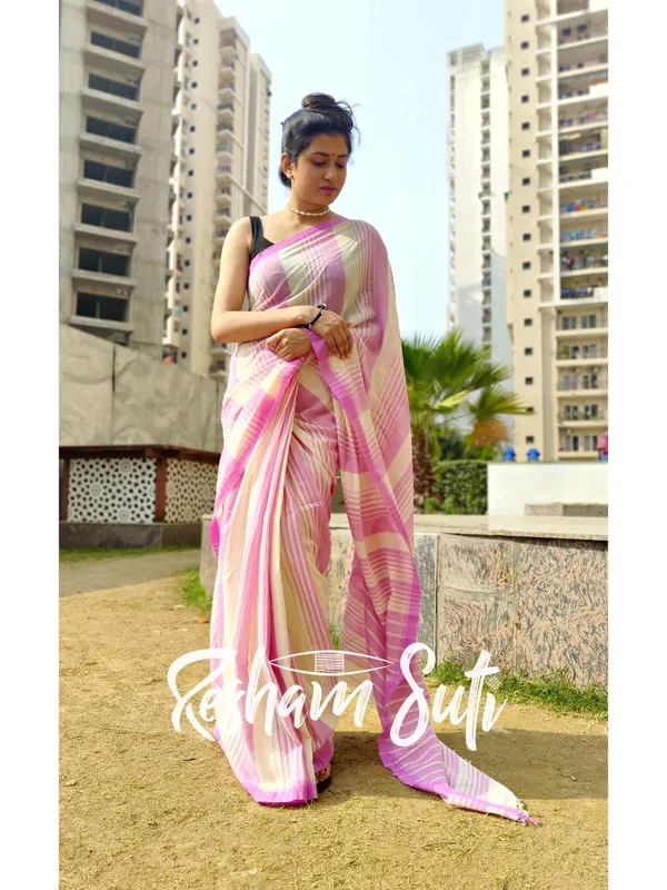 Butter_Cream_&_Mauve_Handwoven_Cotton_Jamdani_Saree-Sesher_Kabita
