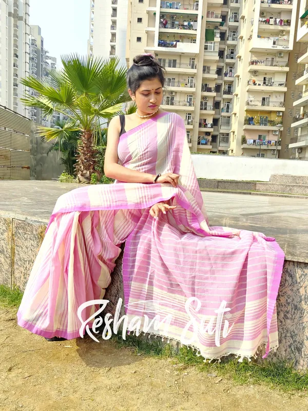 Butter_Cream_&_Mauve_Handwoven_Cotton_Jamdani_Saree-Sesher_Kabita