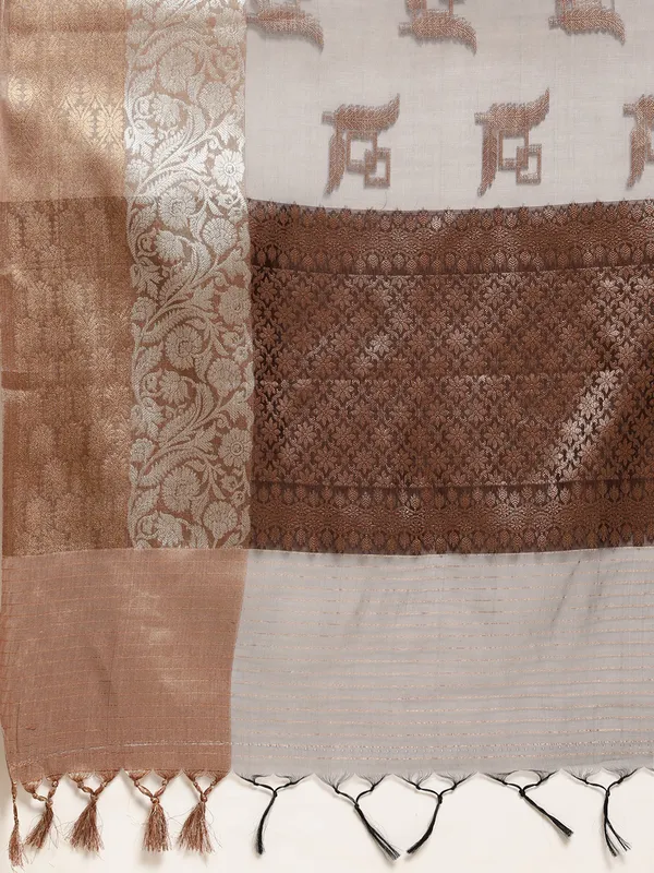 Grey_Masrise_Cotton/Cotton_Banarasi_Sarees_For_Women