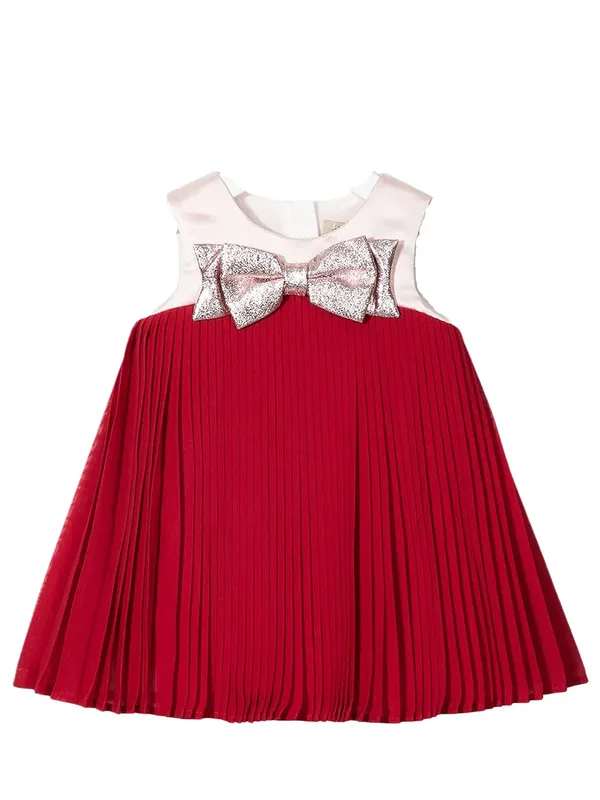 Red_Georgette_Solid_Round_Neck_Dress_For_Girls