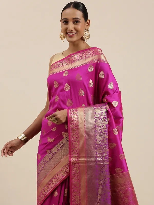 Purple_Cotton_Blend_Banarasi_Sarees_For_Women