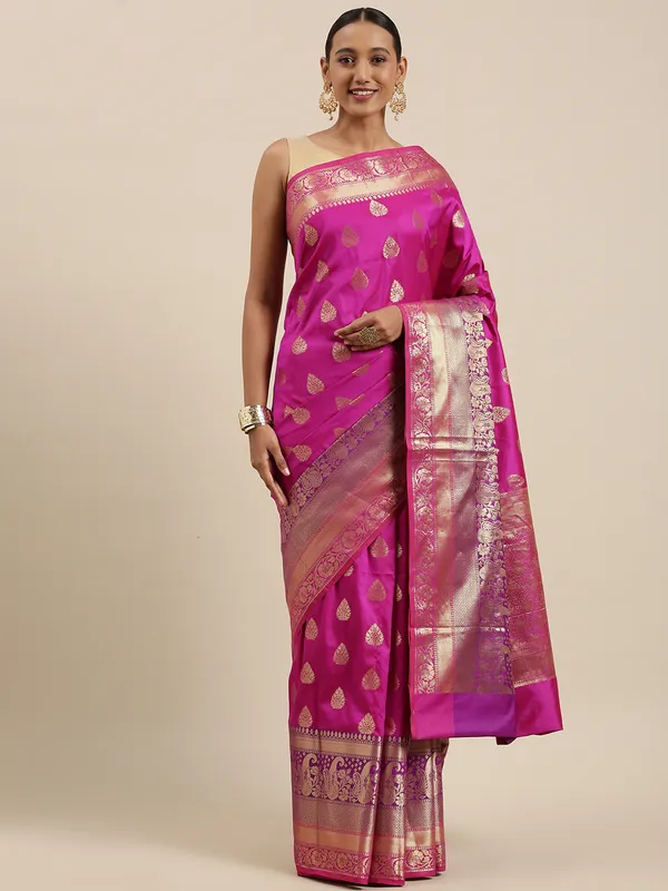 Purple_Cotton_Blend_Banarasi_Sarees_For_Women