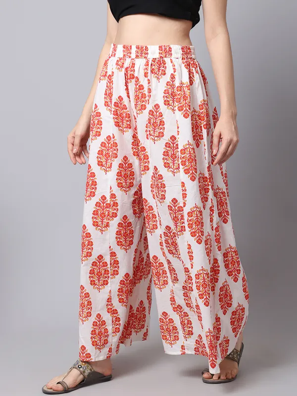 Pink_Cotton_Solid_Kurta_With_Printed_Flair_Palazzo_Bottom_Set_(Peach)
