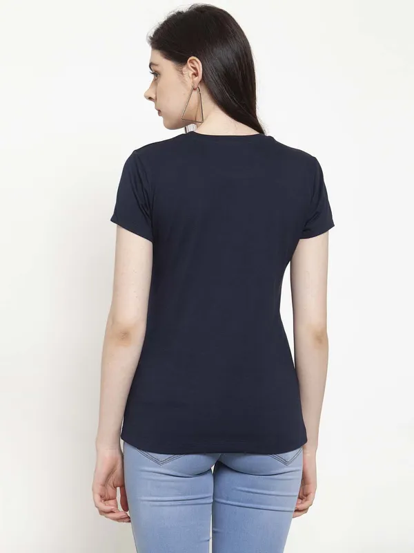 Pack_of_2_Navy_Blue_&_Mustard_Cotton_Round_Neck_Short_Sleeves_T-Shirt_For_Women