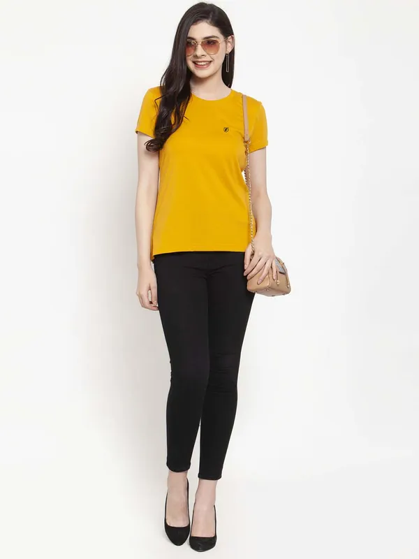 Pack_of_2_Navy_Blue_&_Mustard_Cotton_Round_Neck_Short_Sleeves_T-Shirt_For_Women