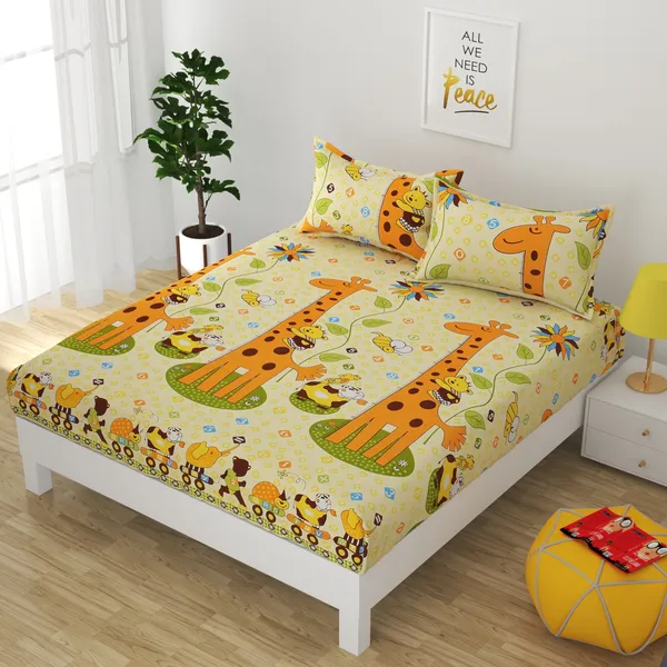 ORANGE_Pure_Cotton_Bedsheet_Two_Pillow_Covers_Included_90X100_Inches