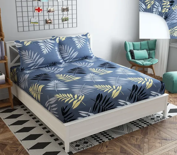 GREY_Pure_Cotton_Bedsheet_Two_Pillow_Covers_Included_90X100_Inches