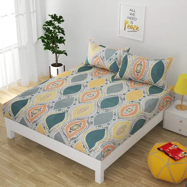 GREEN_Pure_Cotton_Bedsheet_Two_Pillow_Covers_Included_90X100_Inches