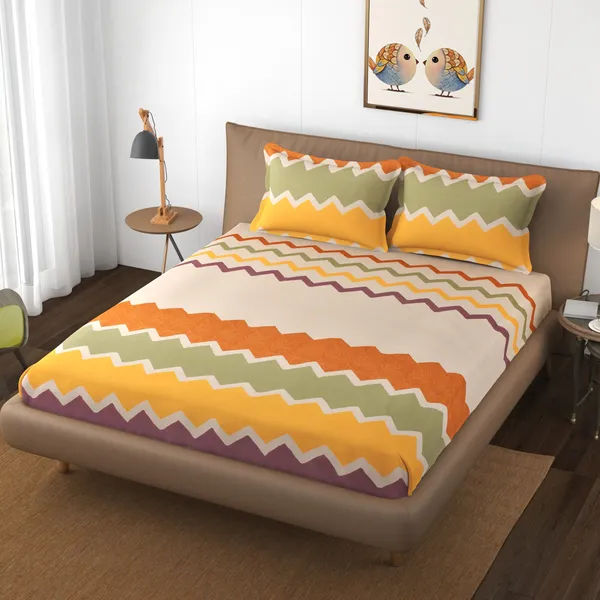 MULTI_Pure_Cotton_Bedsheet_Two_Pillow_Covers_Included_90X100_inches