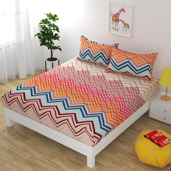 MULTI_Pure_Cotton_Bedsheet_Two_Pillow_Covers_Included_90X100_inches