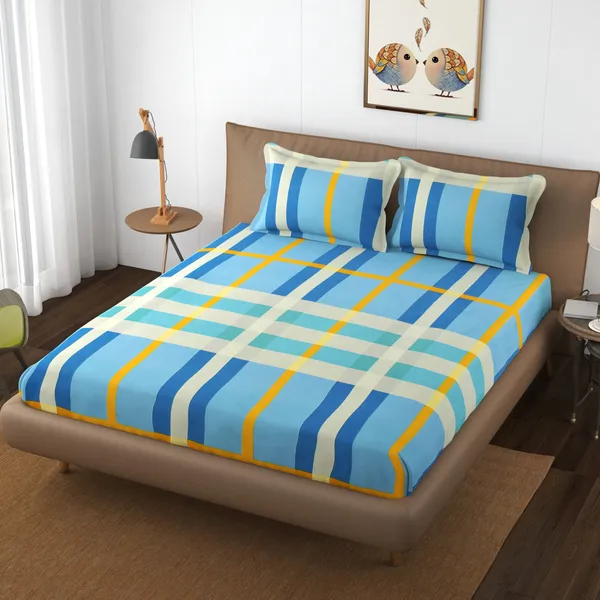 SKY_BLUE_Pure_Cotton_Bedsheet_Two_Pillow_Covers_Included_90X100_Inches
