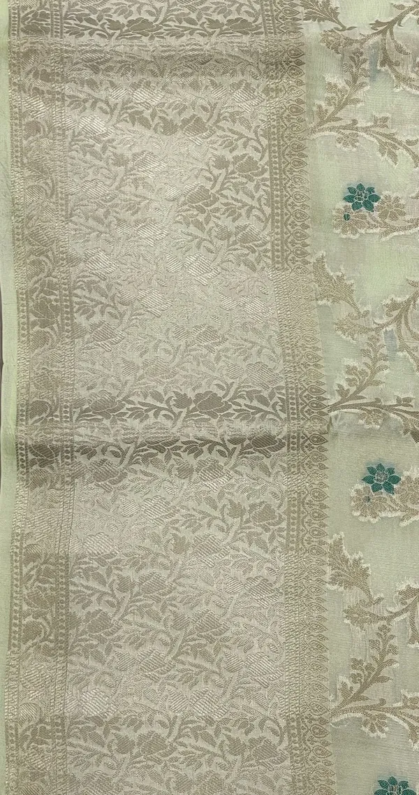Humairah_Pure_Handloom_Light_Green_Dupion_Silk_Tilfi_Mina_Zari_Jaal_with_Skirt_Golden_Zari_Border_and_Pista_Green_Blouse