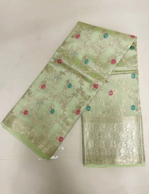 Humairah_Pure_Handloom_Light_Green_Dupion_Silk_Tilfi_Mina_Zari_Jaal_with_Skirt_Golden_Zari_Border_and_Pista_Green_Blouse