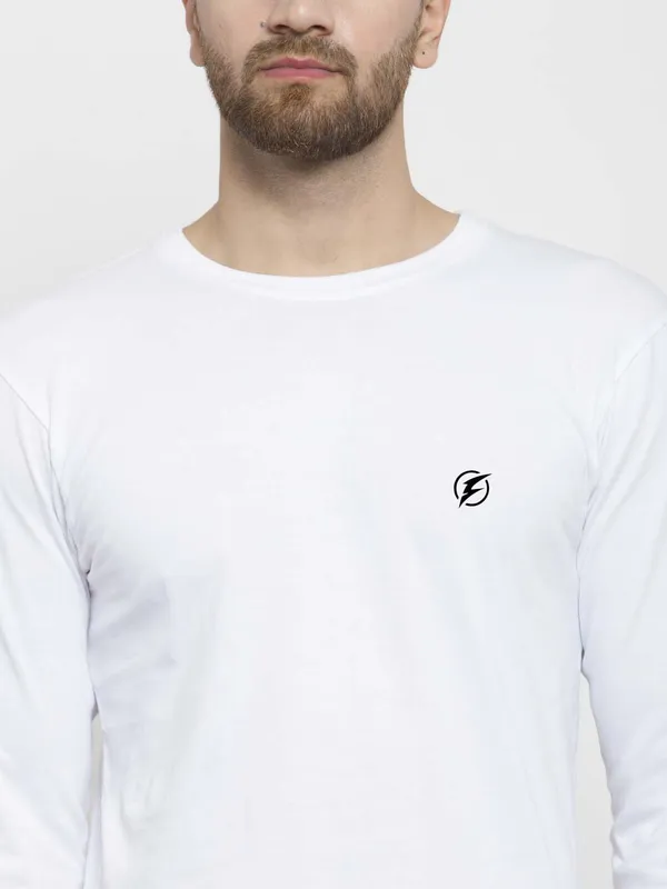 White_Cotton_Round_Neck_Full_Sleeves_T-Shirt_For_Men_-_Pack_Of_1