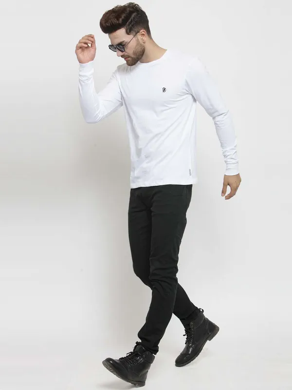 White_Cotton_Round_Neck_Full_Sleeves_T-Shirt_For_Men_-_Pack_Of_1