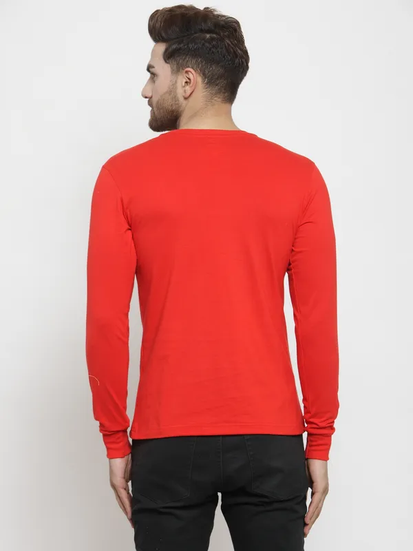 Red_Cotton_Round_Neck_Full_Sleeves_T-Shirt_For_Men_-_Pack_Of_1