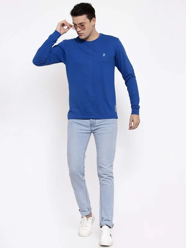 Blue_Cotton_Round_Neck_Full_Sleeves_T-Shirt_For_Men_-_Pack_Of_1