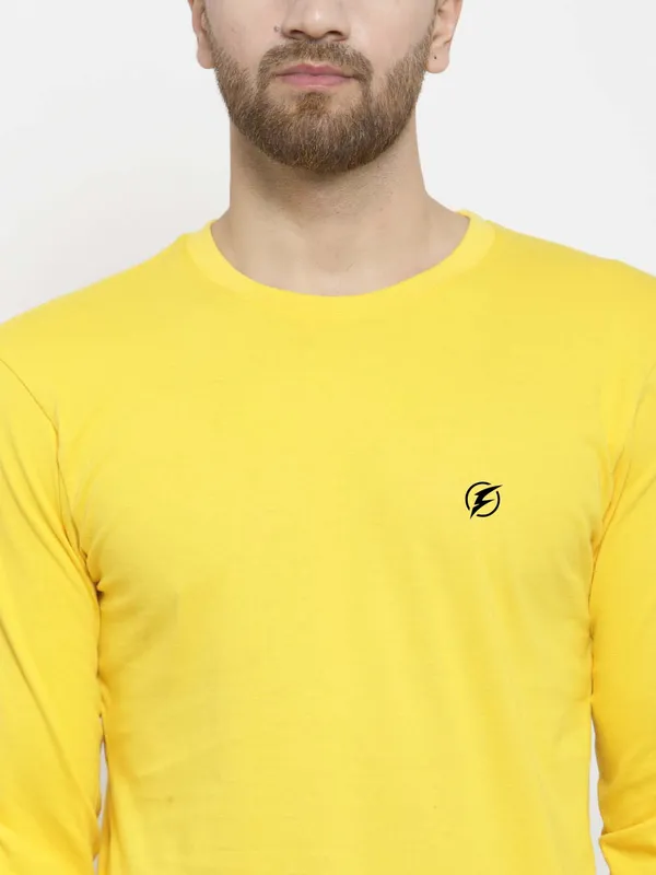 Yellow_Cotton_Round_Neck_Full_Sleeves_T-Shirt_For_Men_-_Pack_Of_1