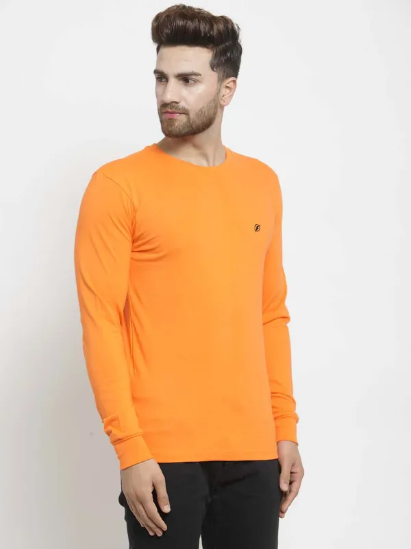 Orange_Cotton_Round_Neck_Full_Sleeves_T-Shirt_For_Men_-_Pack_Of_1