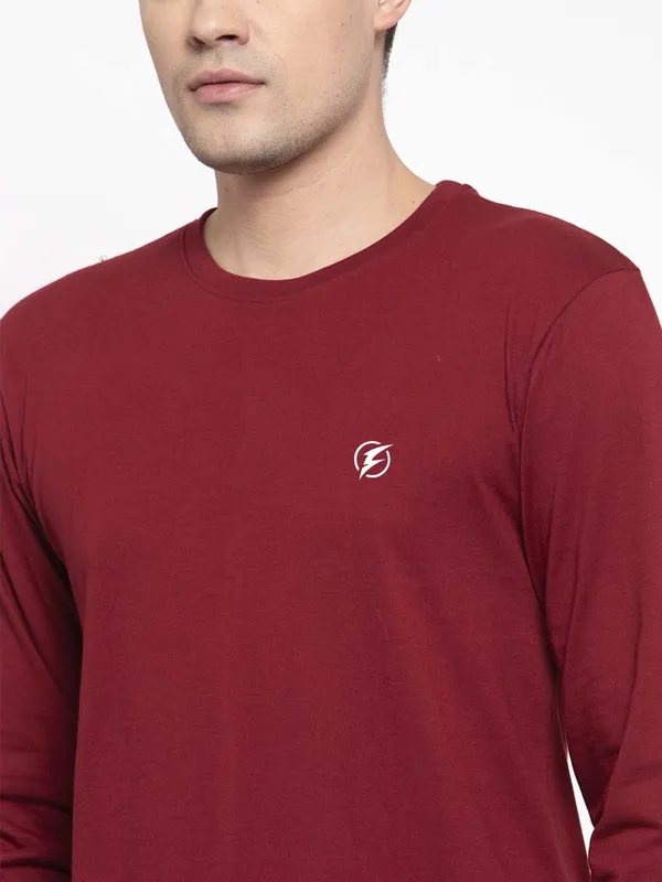 Maroon_Cotton_Round_Neck_Full_Sleeves_T-Shirt_For_Men_-_Pack_Of_1