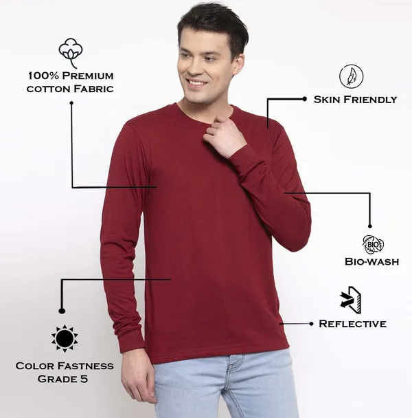 Maroon_Cotton_Round_Neck_Full_Sleeves_T-Shirt_For_Men_-_Pack_Of_1