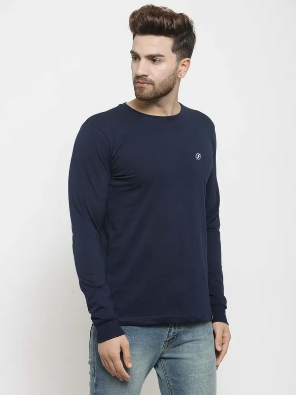 Navy_Blue_Cotton_Round_Neck_Full_Sleeves_T-Shirt_For_Men_-_Pack_Of_1