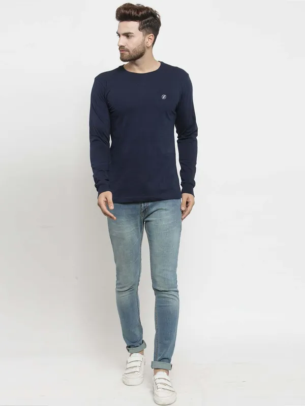 Navy_Blue_Cotton_Round_Neck_Full_Sleeves_T-Shirt_For_Men_-_Pack_Of_1