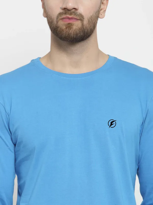 Turquoise_Blue_Cotton_Round_Neck_Full_Sleeves_T-Shirt_For_Men_-_Pack_Of_1