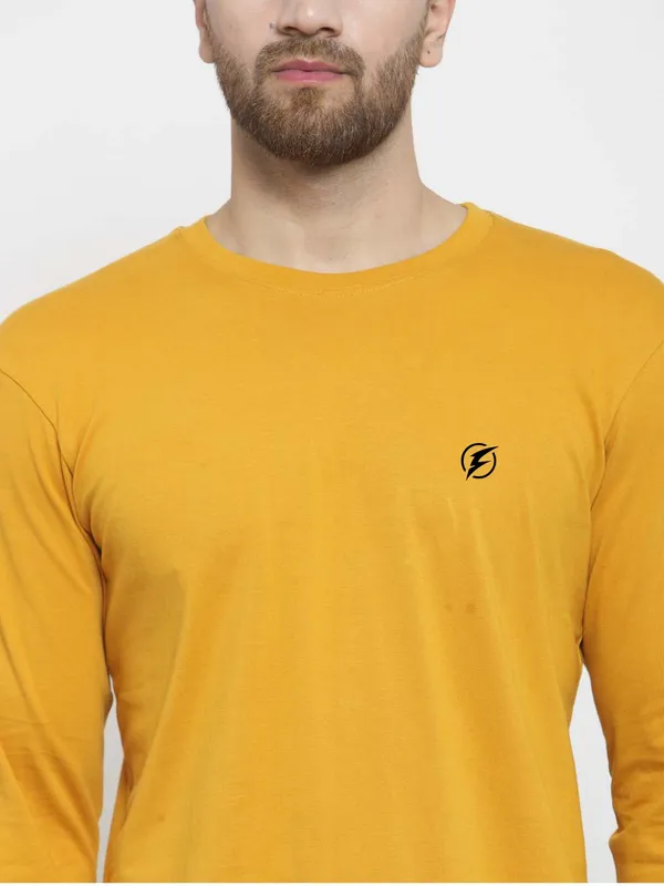 Mustard_Cotton_Round_Neck_Full_Sleeves_T-Shirt_For_Men_-_Pack_Of_1