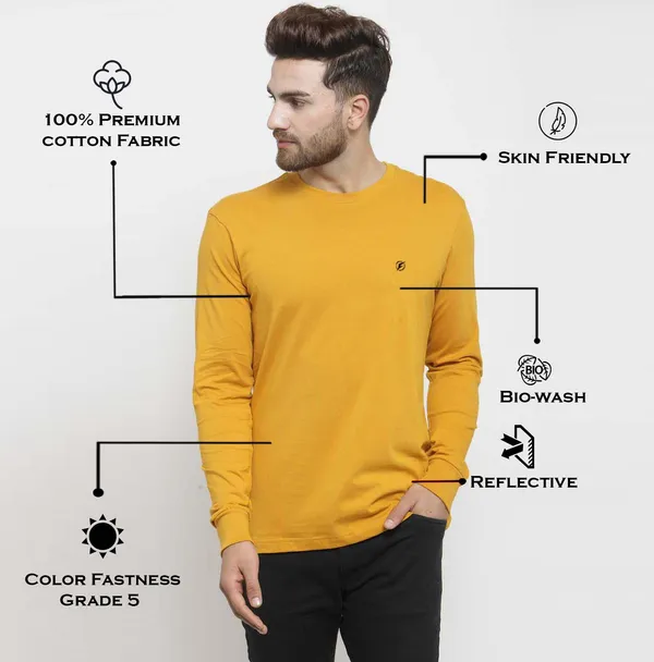 Mustard_Cotton_Round_Neck_Full_Sleeves_T-Shirt_For_Men_-_Pack_Of_1