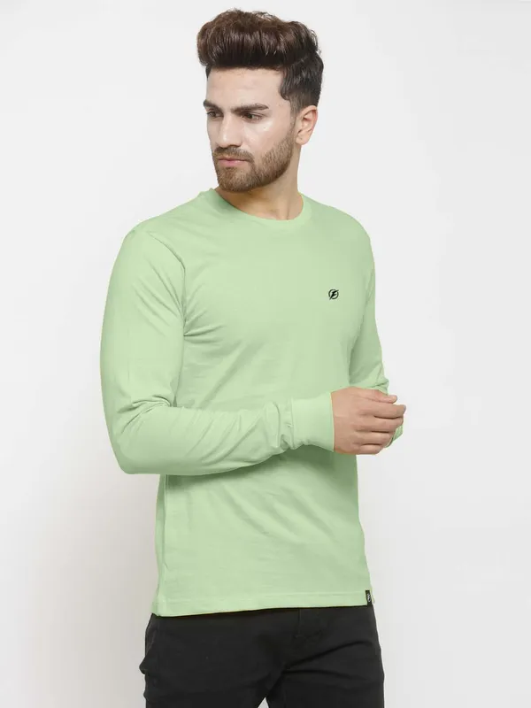 Sea_Green_Cotton_Round_Neck_Full_Sleeves_T-Shirt_For_Men_-_Pack_Of_1